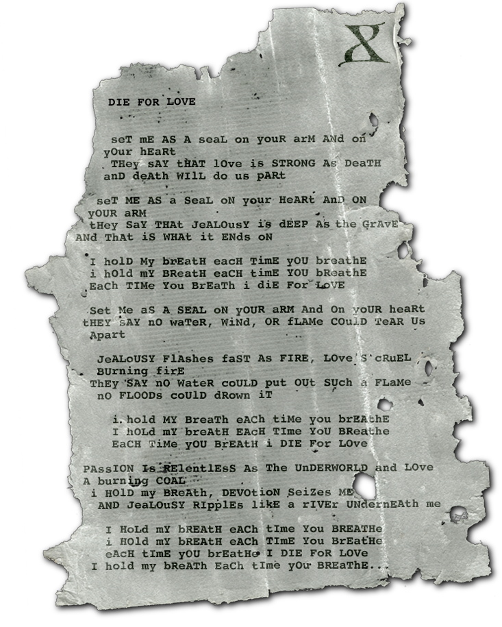 Lyrics sheet